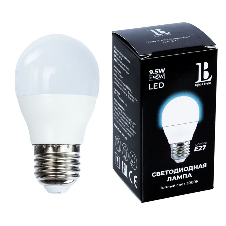 Лампочка светодиодная  E27-9,5W-3000K-G45_lb